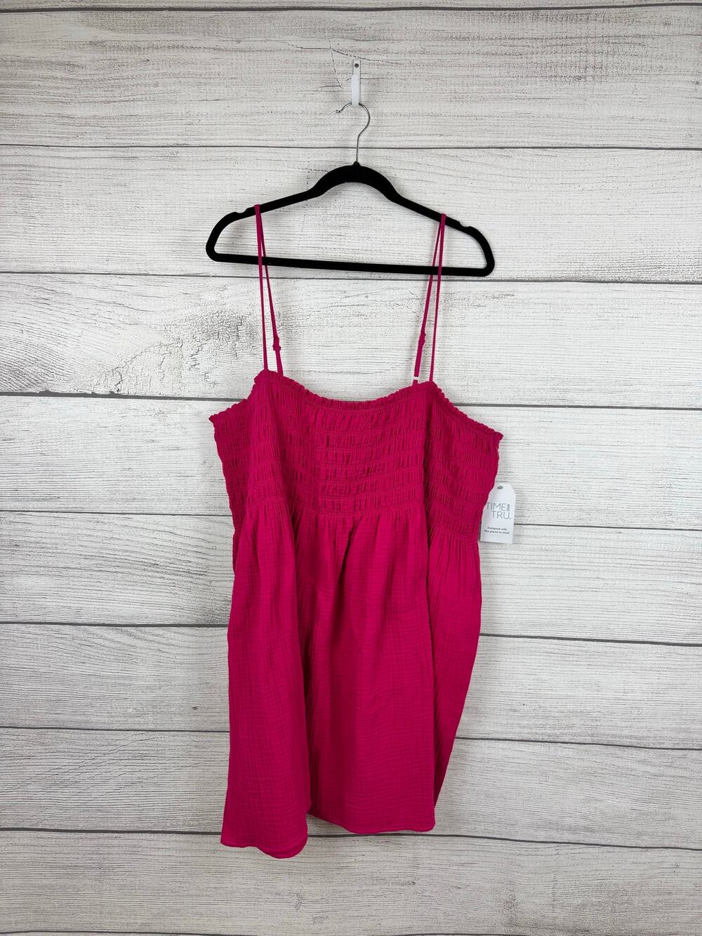 Time And Tru Plus Size Pink Smocked Gauze Sleeveless Cover Up Dress Size 3X